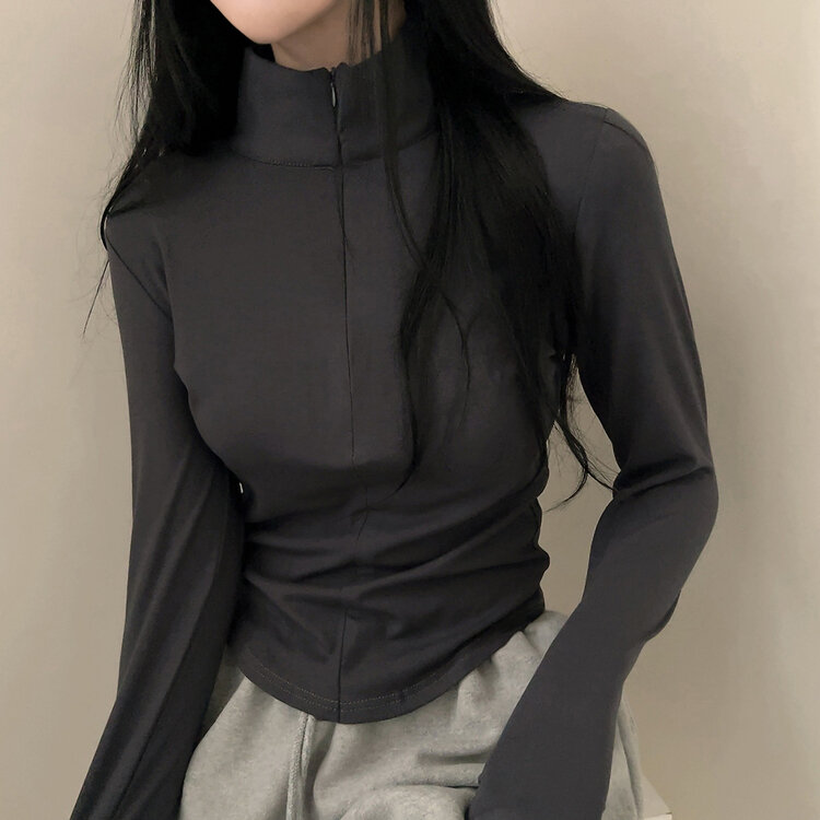 トレーニングハーフジップアップハイネック長袖Tシャツ CHARCOAL