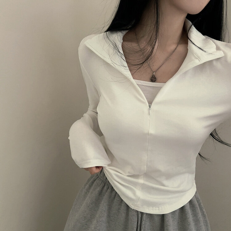 トレーニングハーフジップアップハイネック長袖Tシャツ IVORY