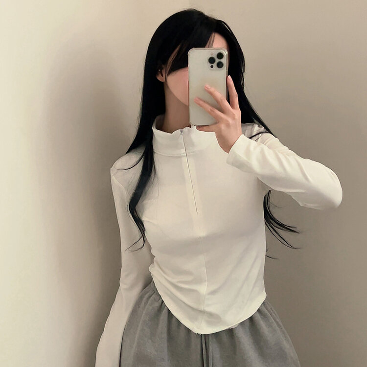 トレーニングハーフジップアップハイネック長袖Tシャツ IVORY