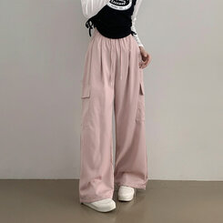 【SHORT/BASIC/LONG 丈別】ストリングバンディングワイドパンツ6色 PINK