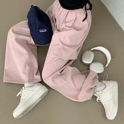 【SHORT/BASIC/LONG 丈別】ストリングバンディングワイドパンツ6色 PINK