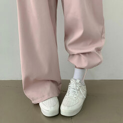 【SHORT/BASIC/LONG 丈別】ストリングバンディングワイドパンツ6色 PINK