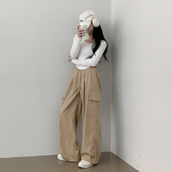 【SHORT/BASIC/LONG 丈別】ストリングバンディングワイドパンツ6色 BEIGE