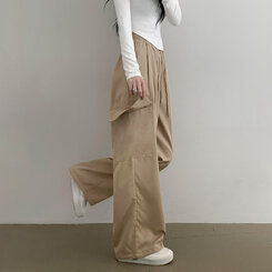 【SHORT/BASIC/LONG 丈別】ストリングバンディングワイドパンツ6色 BEIGE