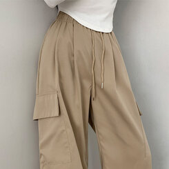 【SHORT/BASIC/LONG 丈別】ストリングバンディングワイドパンツ6色 BEIGE