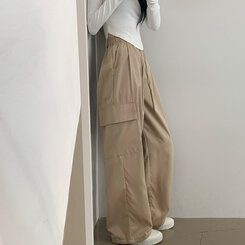 【SHORT/BASIC/LONG 丈別】ストリングバンディングワイドパンツ6色 BEIGE