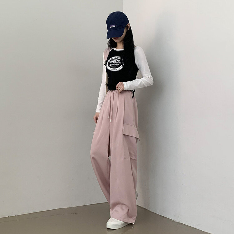 【SHORT/BASIC/LONG 丈別】ストリングバンディングワイドパンツ6色 PINK