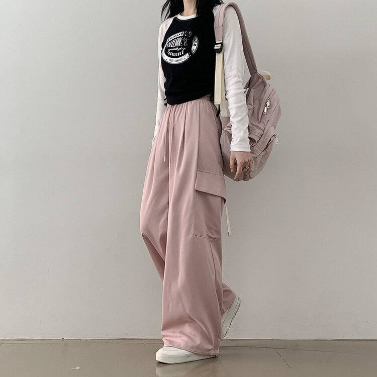 【SHORT/BASIC/LONG 丈別】ストリングバンディングワイドパンツ6色 PINK