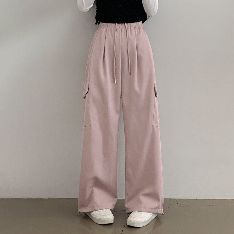 【SHORT/BASIC/LONG 丈別】ストリングバンディングワイドパンツ6色 PINK