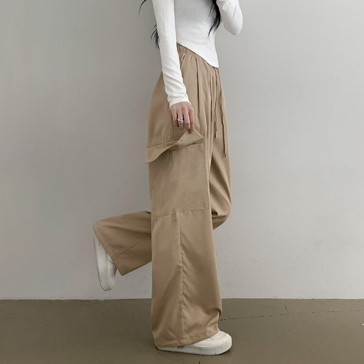 【SHORT/BASIC/LONG 丈別】ストリングバンディングワイドパンツ6色 BEIGE