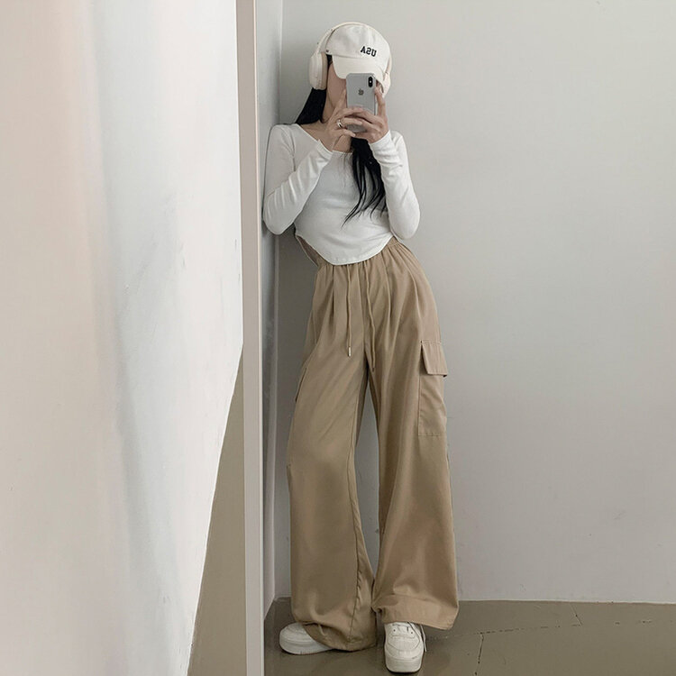 【SHORT/BASIC/LONG 丈別】ストリングバンディングワイドパンツ6色 BEIGE