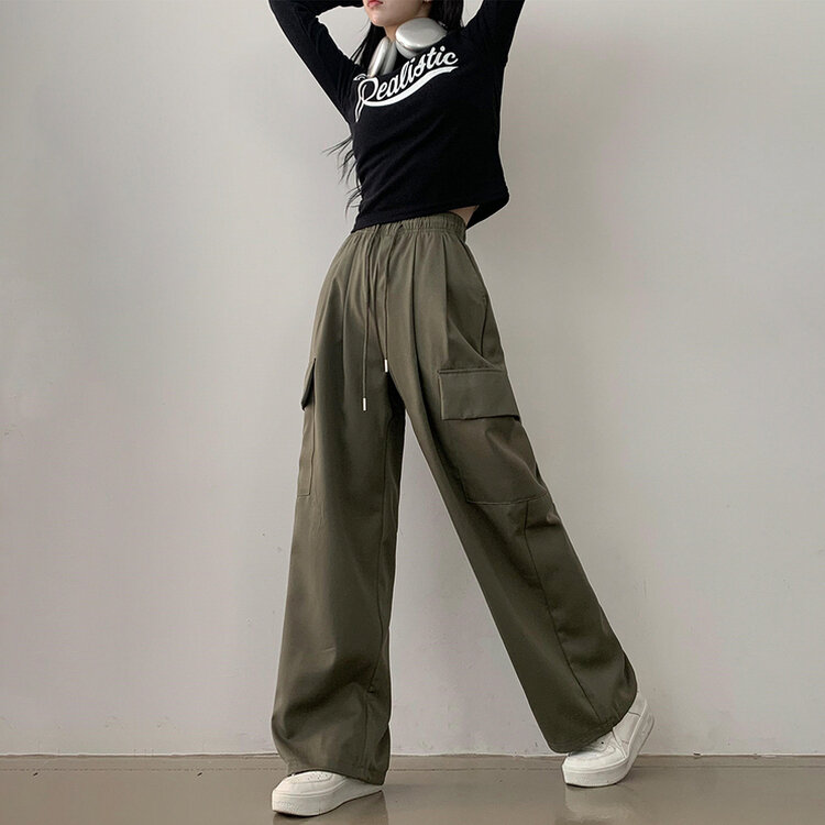 【SHORT/BASIC/LONG 丈別】ストリングバンディングワイドパンツ6色 KHAKI