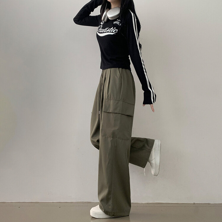 【SHORT/BASIC/LONG 丈別】ストリングバンディングワイドパンツ6色 KHAKI
