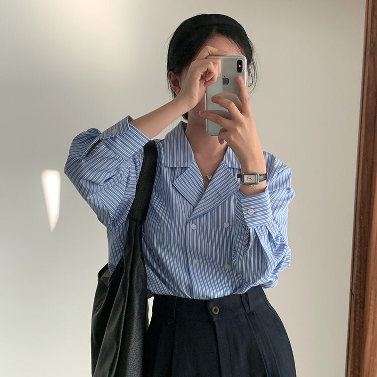 ダブルボタンストライプシャツ｜シャツ｜韓国ファッション通販 SONA
