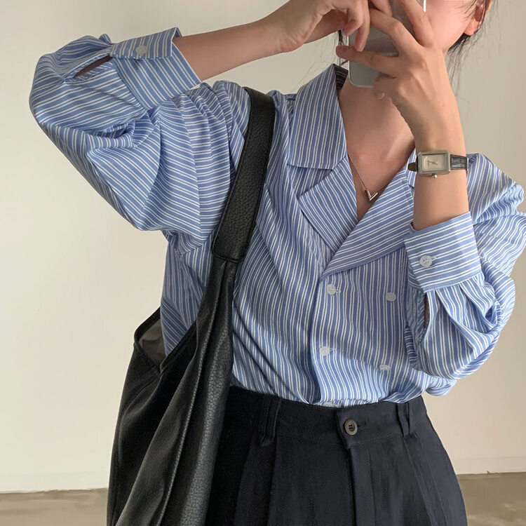 ダブルボタンストライプシャツ｜シャツ｜韓国ファッション通販 SONA