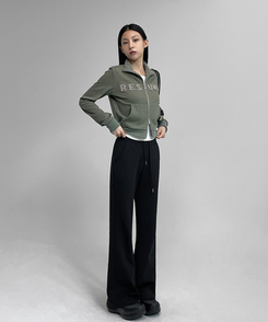 【SHORT/LONG 丈別】ブーツカットバンディングパンツ BLACK