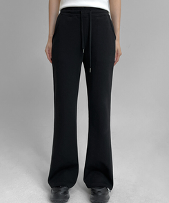 【SHORT/LONG 丈別】ブーツカットバンディングパンツ BLACK