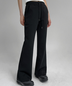 【SHORT/LONG 丈別】ブーツカットバンディングパンツ BLACK