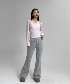 【SHORT/LONG 丈別】ブーツカットバンディングパンツ GRAY