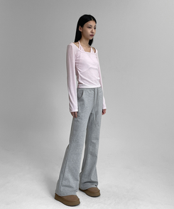 【SHORT/LONG 丈別】ブーツカットバンディングパンツ GRAY