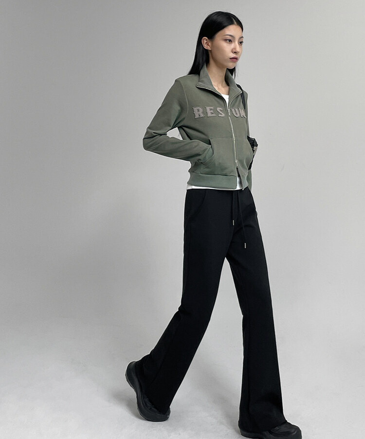 【SHORT/LONG 丈別】ブーツカットバンディングパンツ BLACK