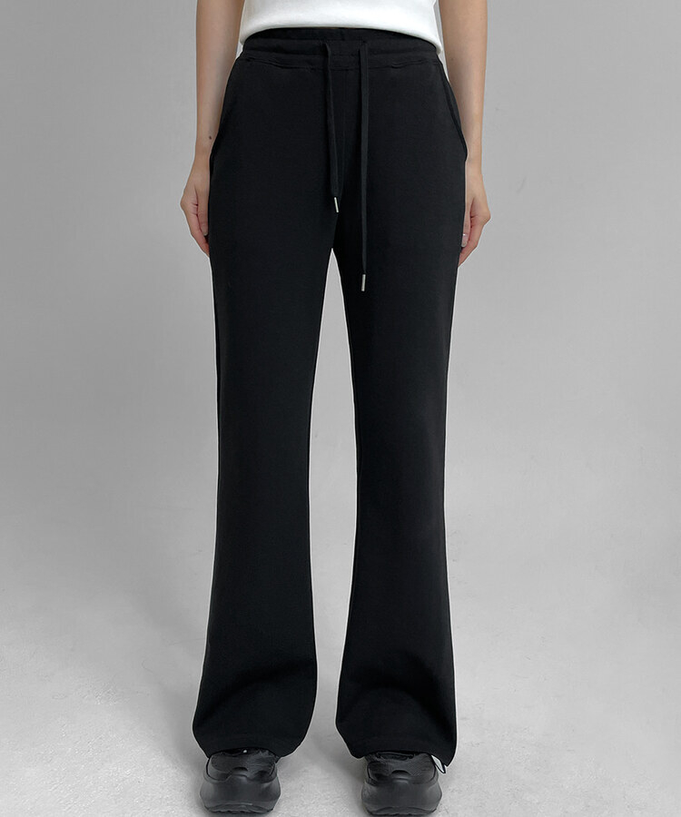 【SHORT/LONG 丈別】ブーツカットバンディングパンツ BLACK