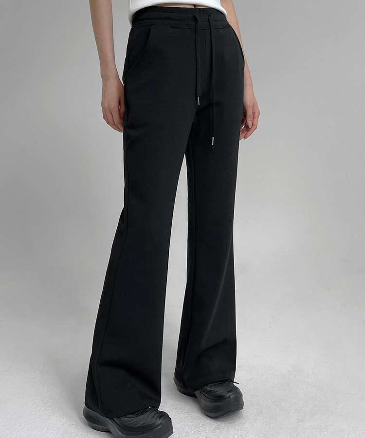 【SHORT/LONG 丈別】ブーツカットバンディングパンツ BLACK