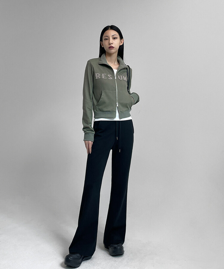 【SHORT/LONG 丈別】ブーツカットバンディングパンツ BLACK