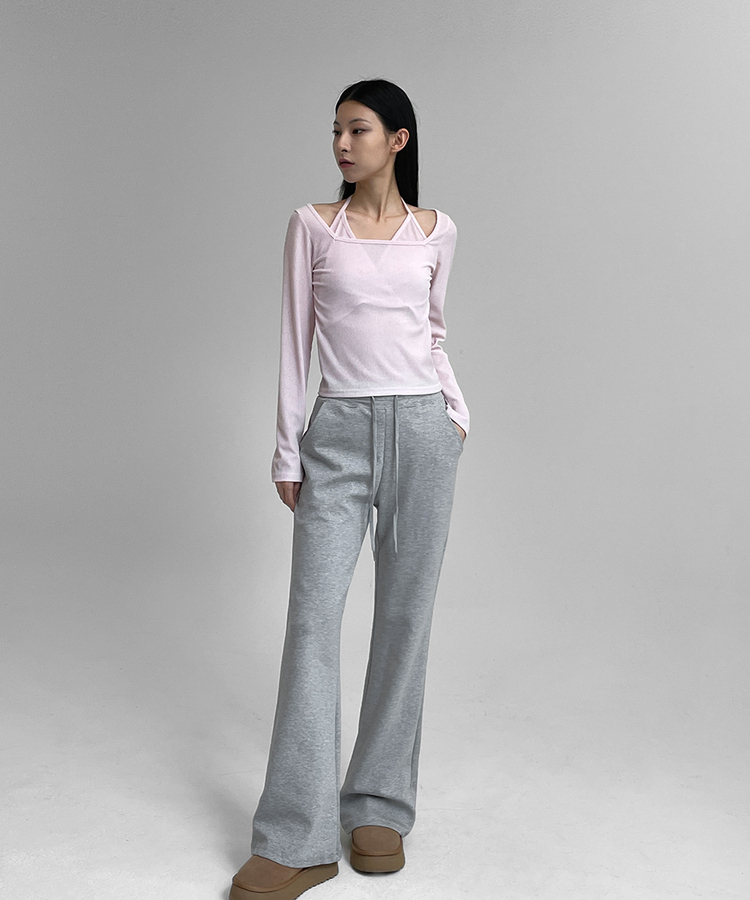 【SHORT/LONG 丈別】ブーツカットバンディングパンツ GRAY