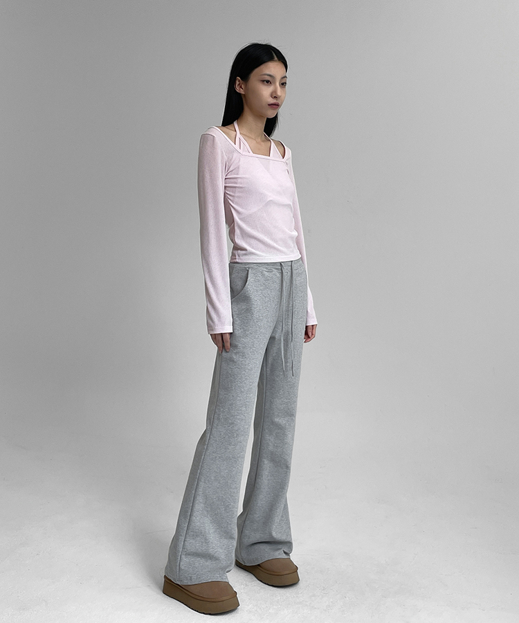 【SHORT/LONG 丈別】ブーツカットバンディングパンツ GRAY