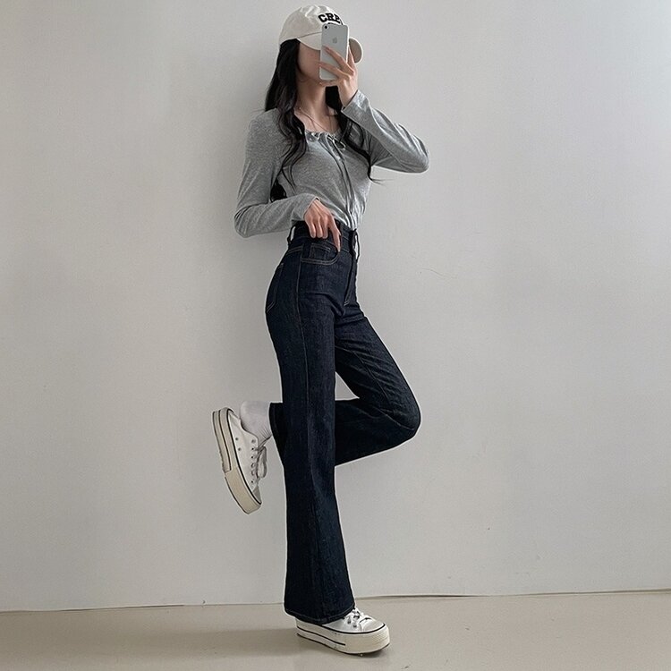SHORT/BASIC/LONG 丈別】骨盤パッド内蔵ブーツカットデニムパンツ