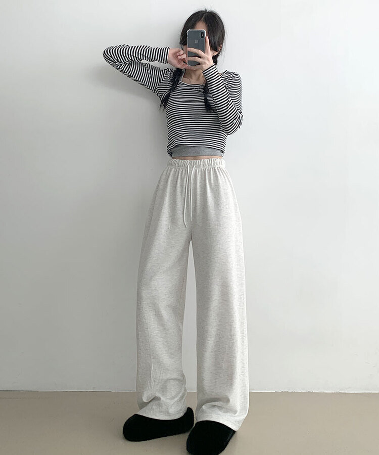 조이 와이드 트레이닝 롱 팬츠 오트밀