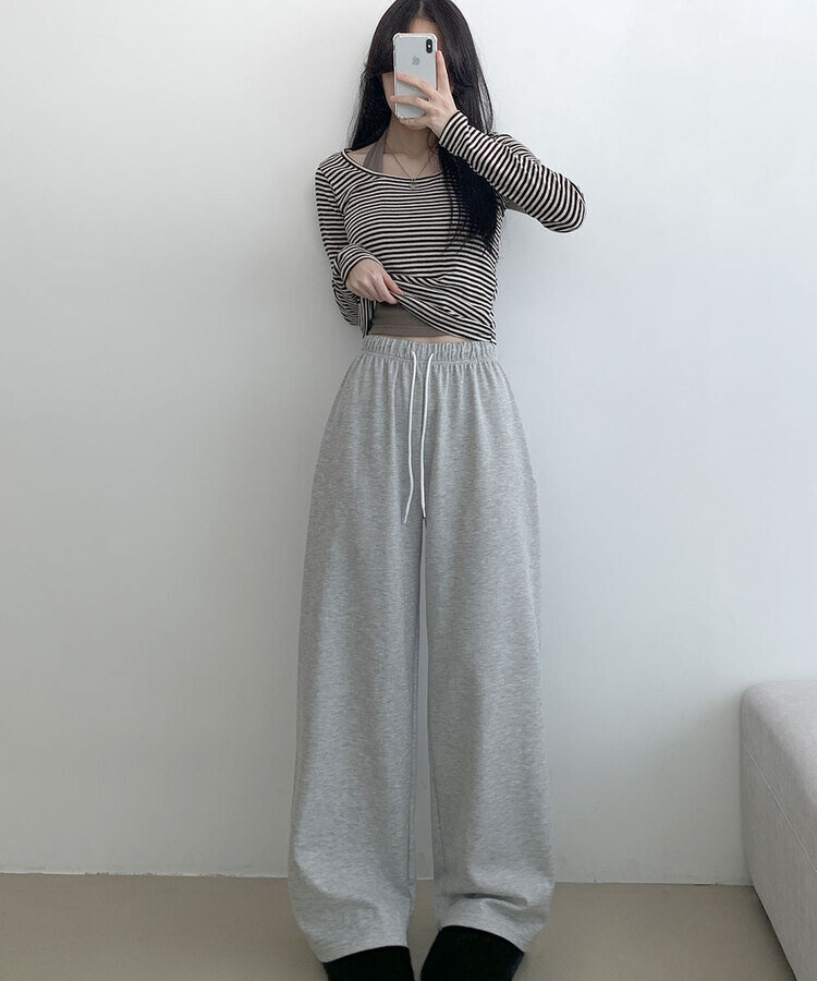 조이 와이드 트레이닝 롱 팬츠 그레이