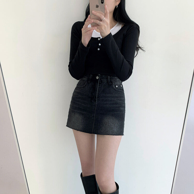 ミニスカート フリルデニムミニスカート[商品：PN26SS-015] - PUNYUS Online Store