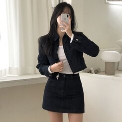 単品購入/SET購入可能】デニムジャケット、ミニデニムスカート