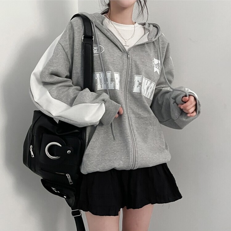 オーバーフィットラインスリーブジップアップパーカー｜ジャンパー