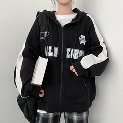 オーバーフィットラインスリーブジップアップパーカー｜ジャンパー