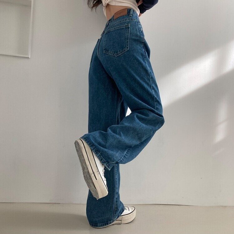 사계절 인생 데님 3기장 빈티지 워싱 하이웨스트 와이드 팬츠 중청