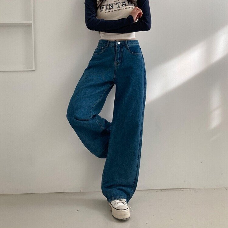 사계절 인생 데님 3기장 빈티지 워싱 하이웨스트 와이드 팬츠 중청