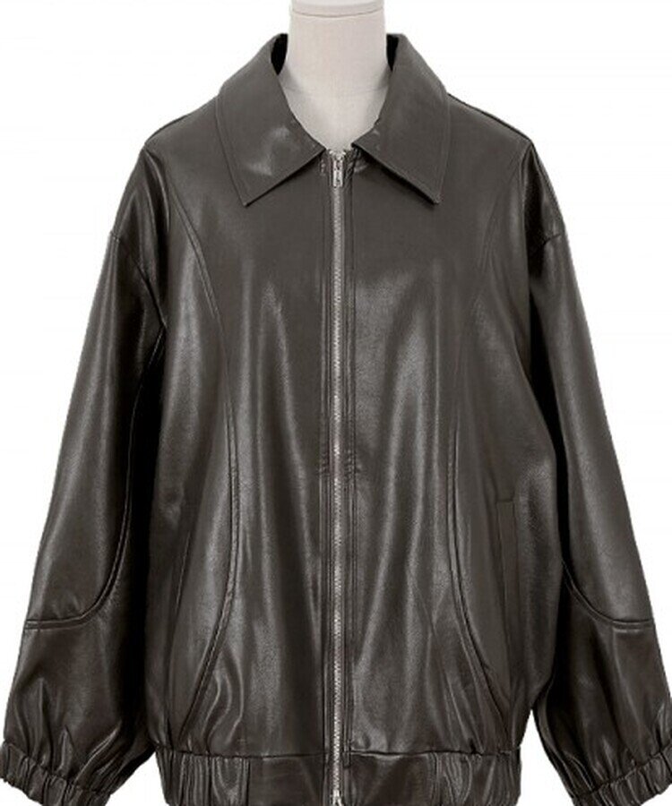 ヴィンテージ 韓国製 古着 襟付 リブ切替 レザージップアップジャケット ヴィンテージ 韓国製 古着 襟付 リブ切替 レザージップアップジャケット