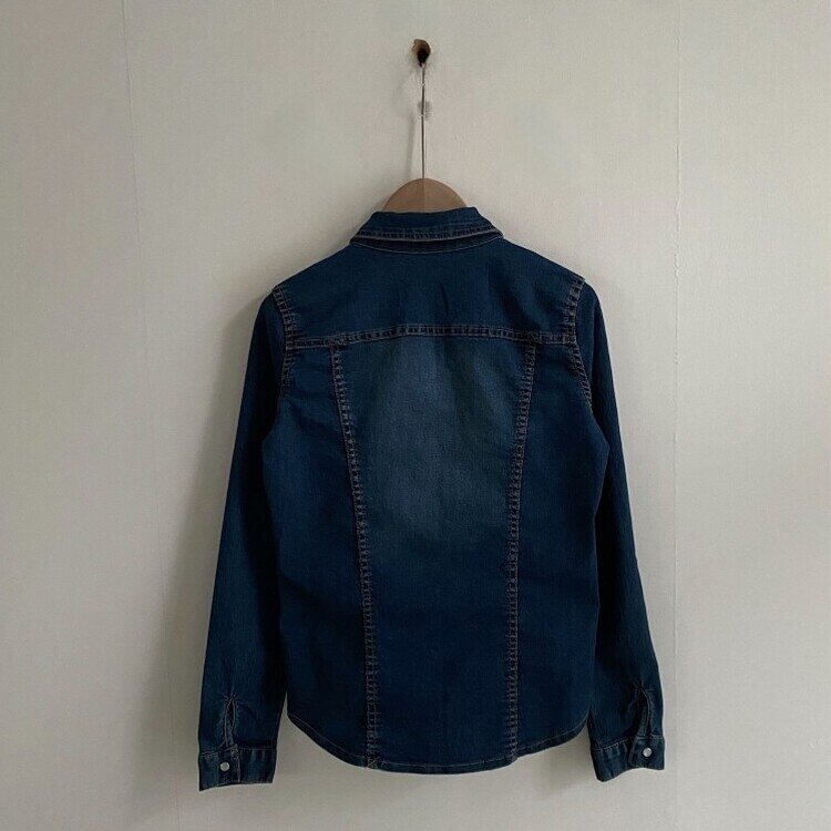 데님라인 슬림 워싱 똑딱이 데님 청자켓셔츠남방 3color