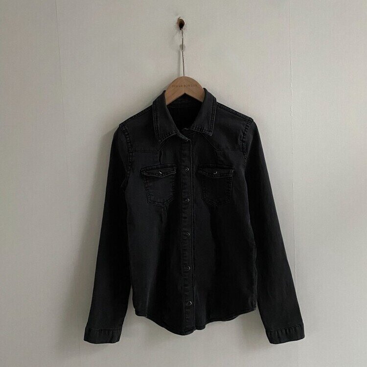 데님라인 슬림 워싱 똑딱이 데님 청자켓셔츠남방 3color