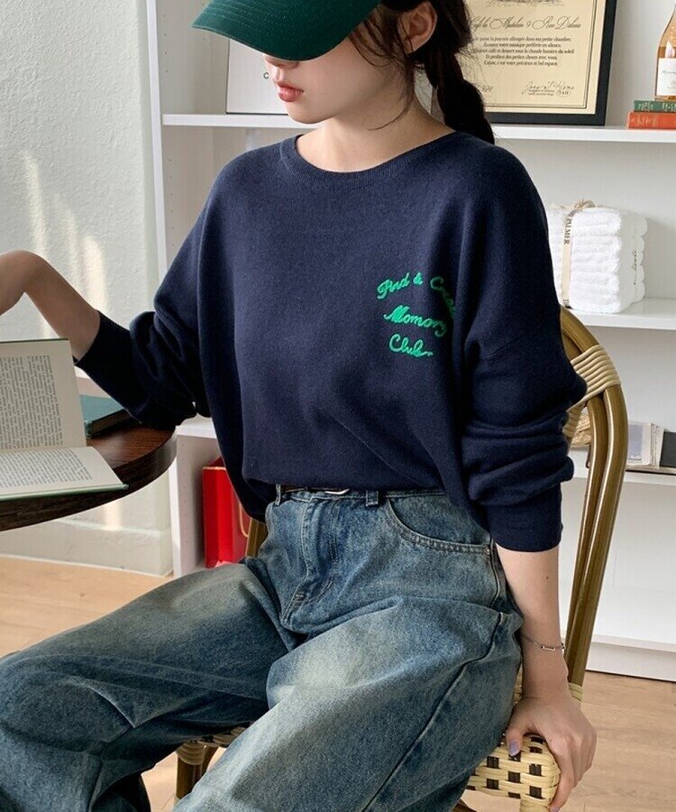 【紗栄子さん着用モデル】ニナリッチ 刺繍ロゴ ニットセーター 定価13万円 Chico（チコ）の「ロゴジャガード刺繍ドルマンニット（ニット/セーター