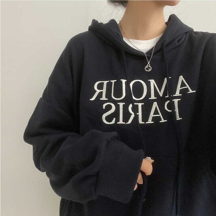 STS41879 レタリング刺繍パーカー フード - modernit