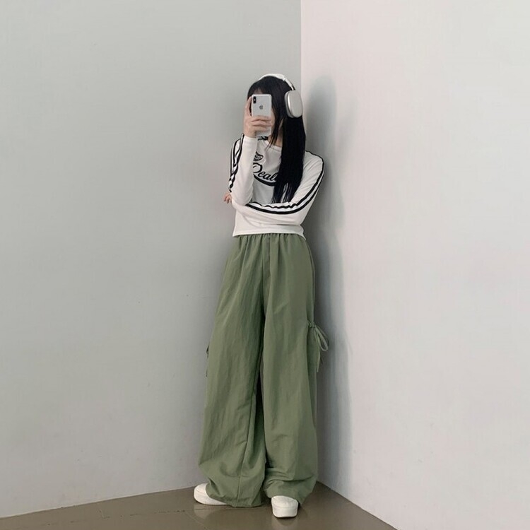 ラブリーヒップリボンバンディングナイロンカーゴパンツ6色 ラブリーヒップリボンバンディングナイロンカーゴパンツ6色