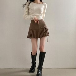 ラブリーリボンプリーツミニスカート｜ミニスカート｜韓国ファッション