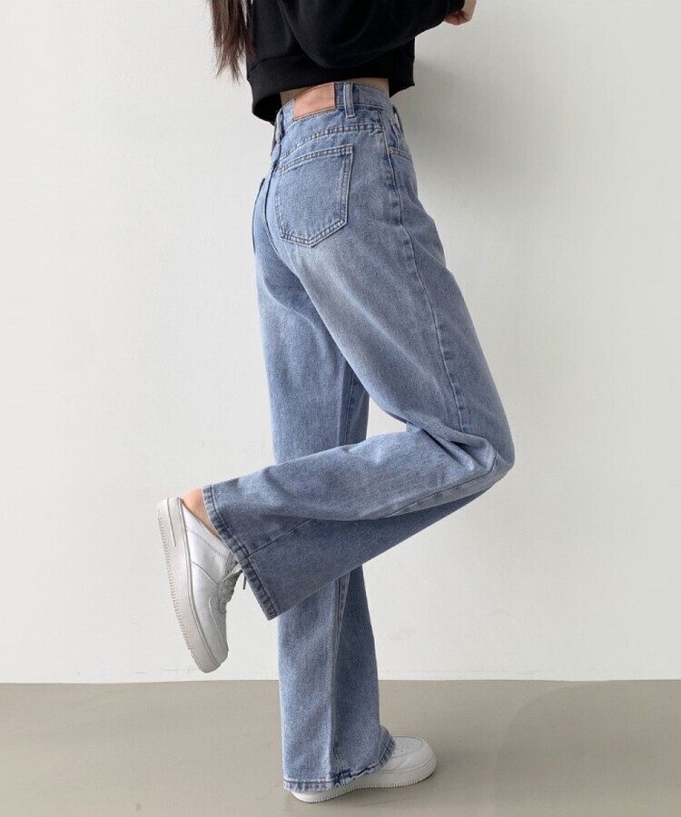 스트레이트 세미 와이드 데일리 데님팬츠 연청