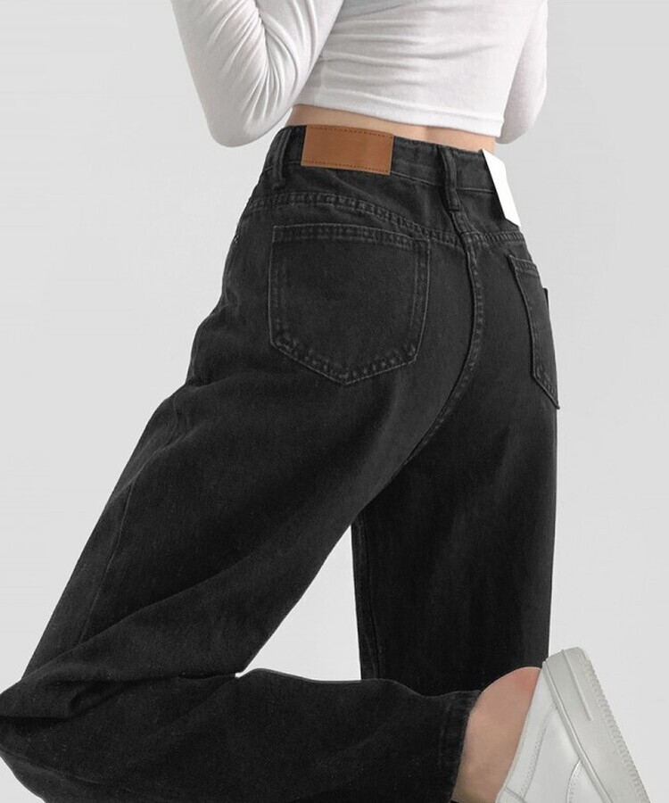 스트레이트 세미 와이드 데일리 데님팬츠 흑청