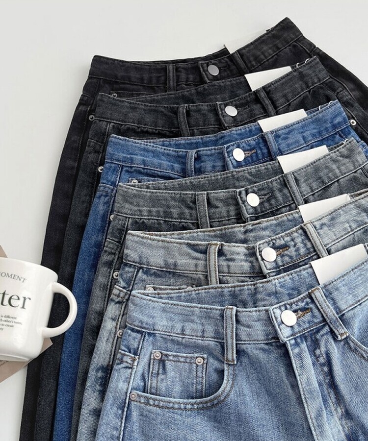 스트레이트 세미 와이드 데일리 데님팬츠