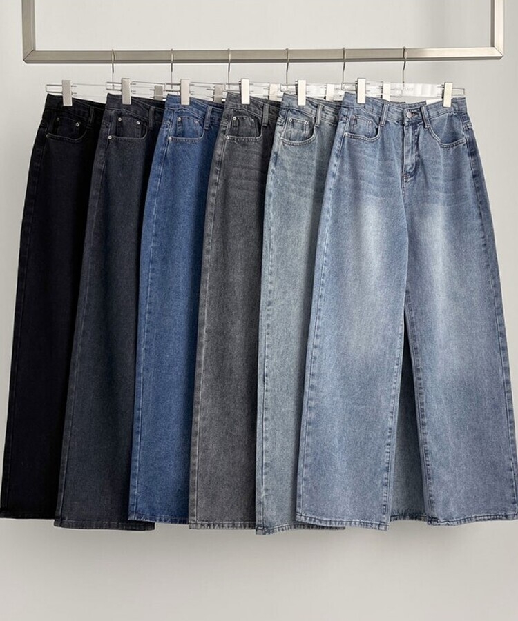 스트레이트 세미 와이드 데일리 데님팬츠